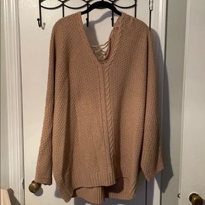 NWOT Lace up back sweater